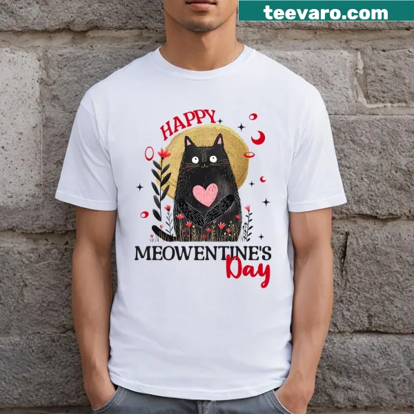 Funny cat graphic T-shirt for Valentine's Day featuring playful design