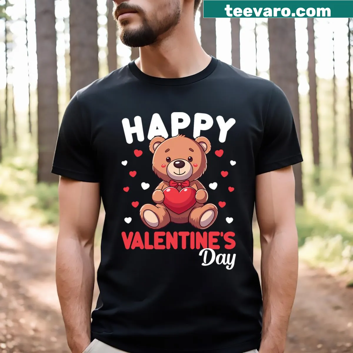 Cute kids T-shirt for Valentine's Day featuring bear and heart design