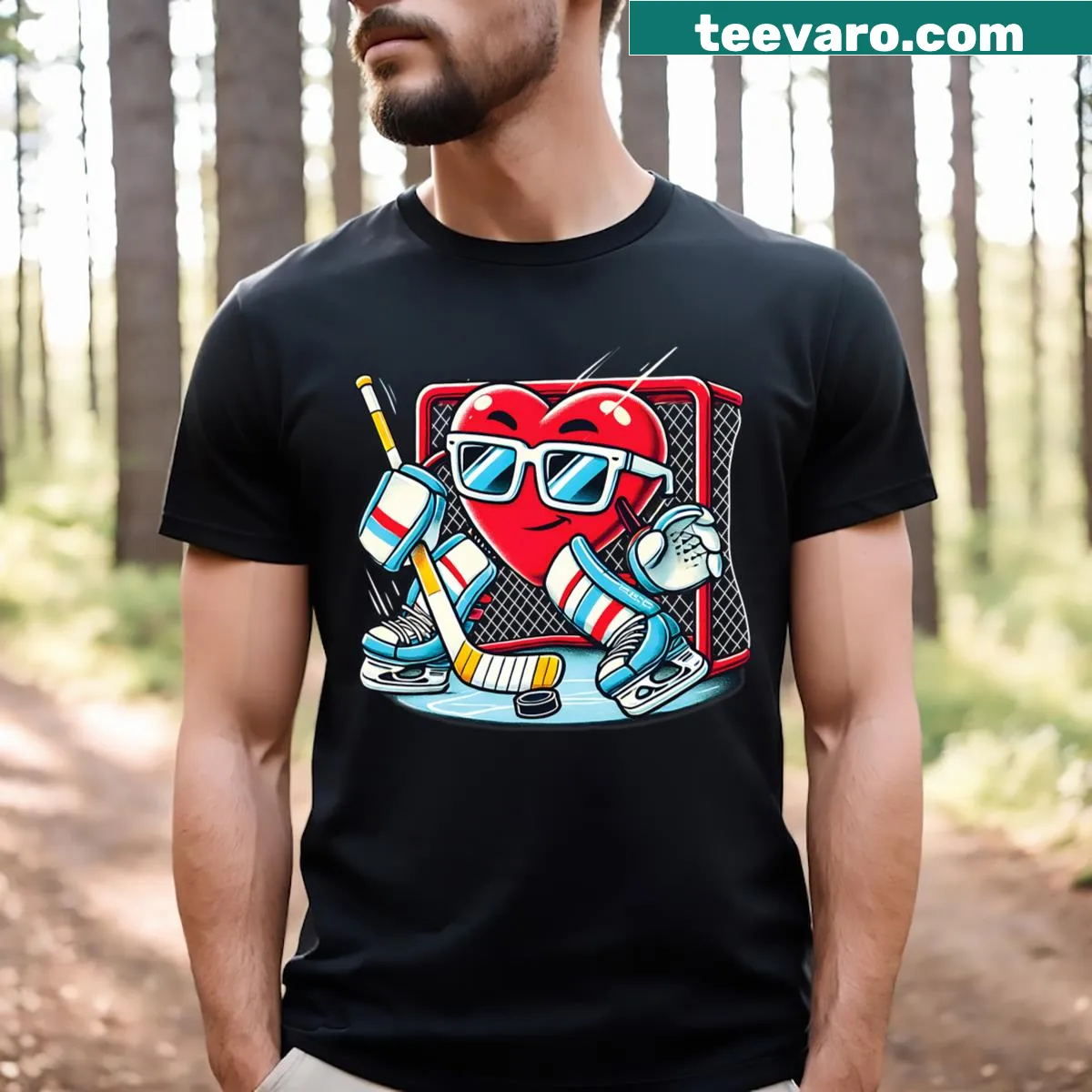Hockey goalie heart illustration T-shirt for sports fans