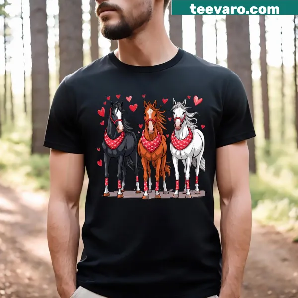 Illustrated horse graphic with romantic lettering on a T-shirt