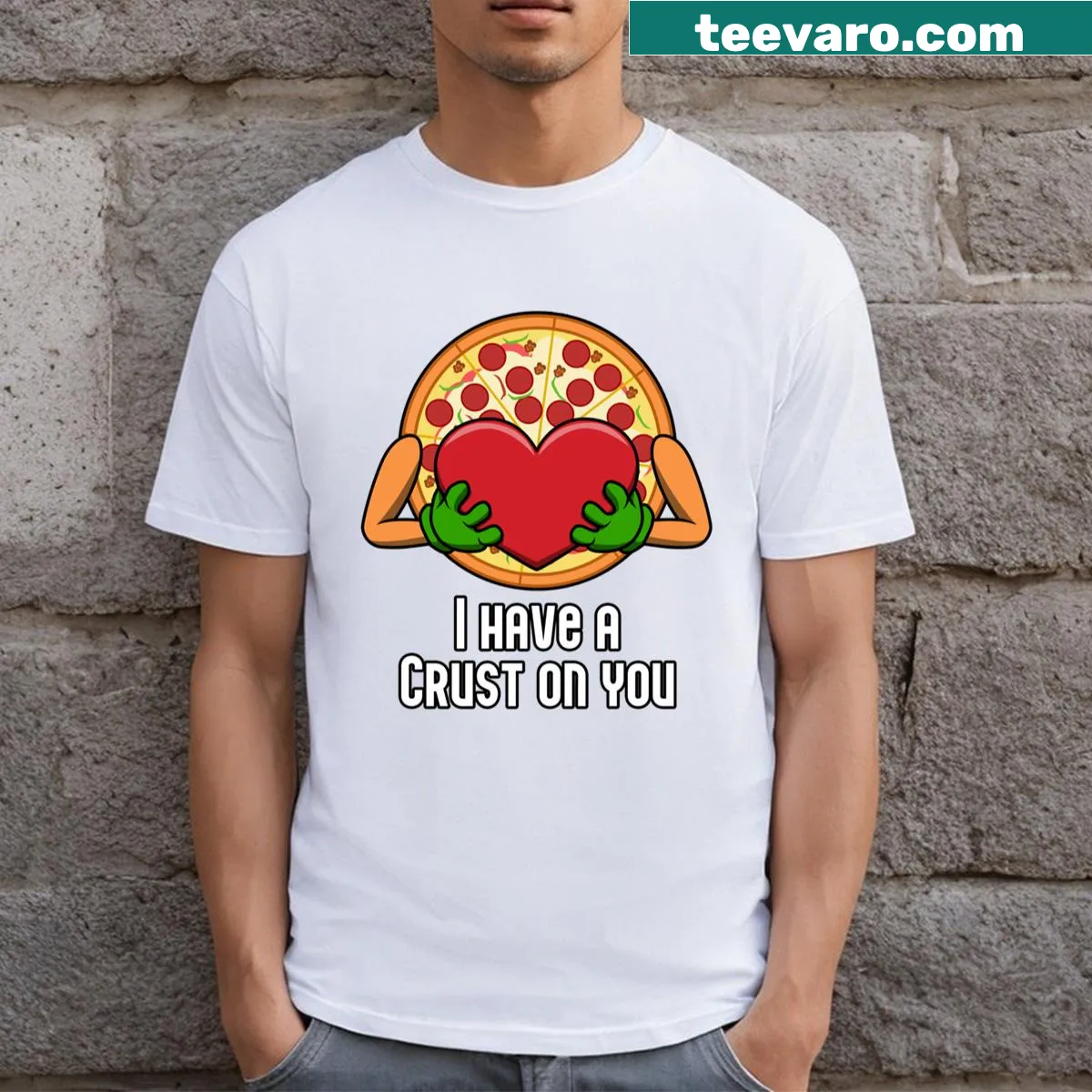 Funny pizza-themed t-shirt with crust pun design