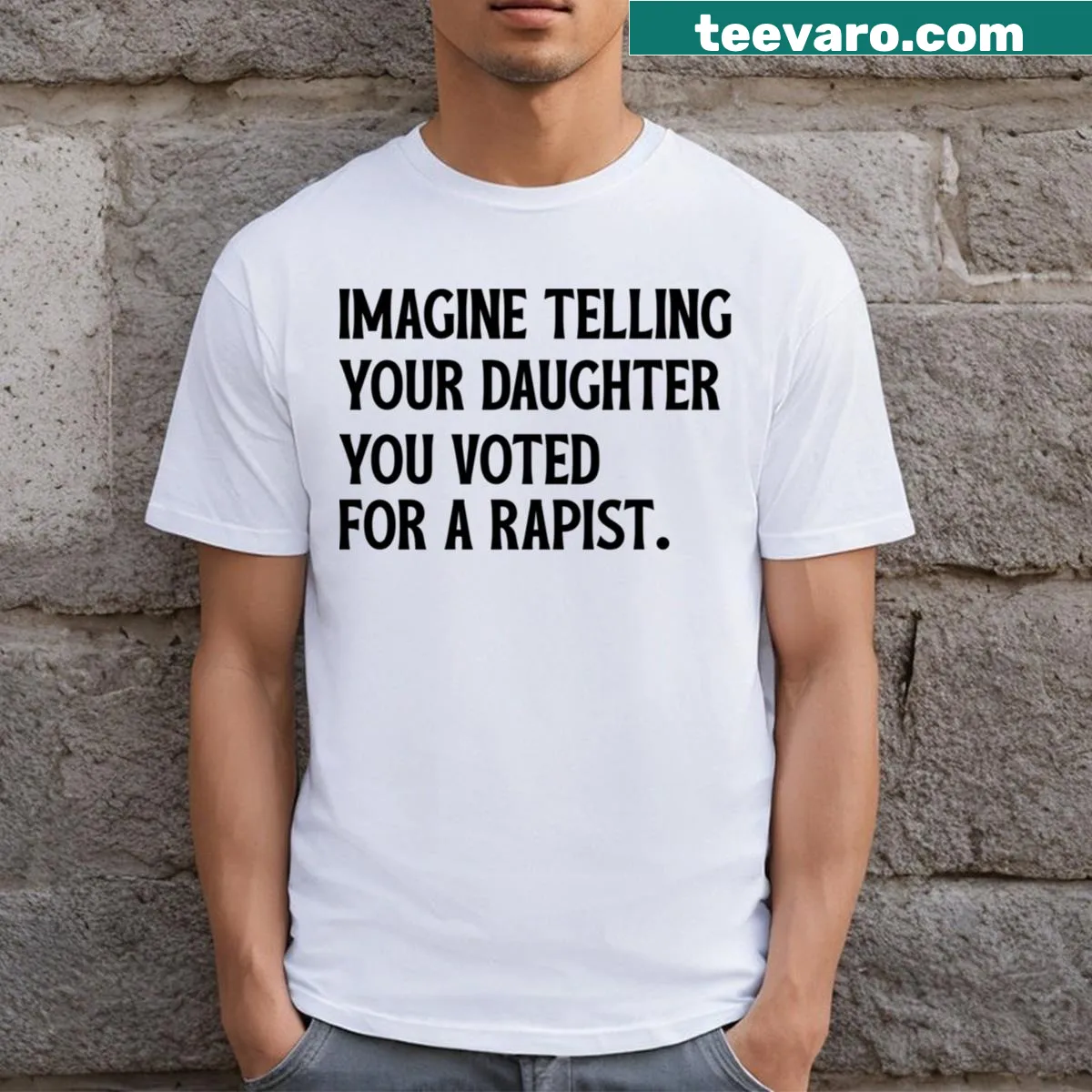 Edgy typography shirt with a provocative message about voting choices