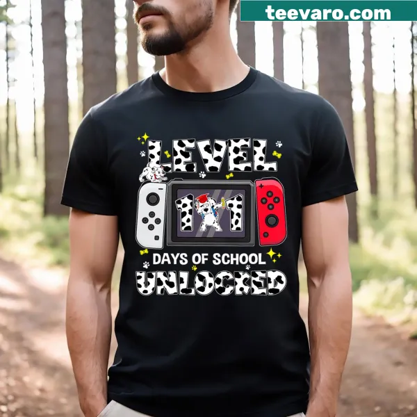 Game controller graphic with text about school days on a boys t-shirt