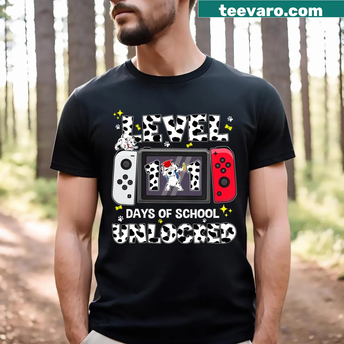 Game controller graphic with text about school days on a boys t-shirt