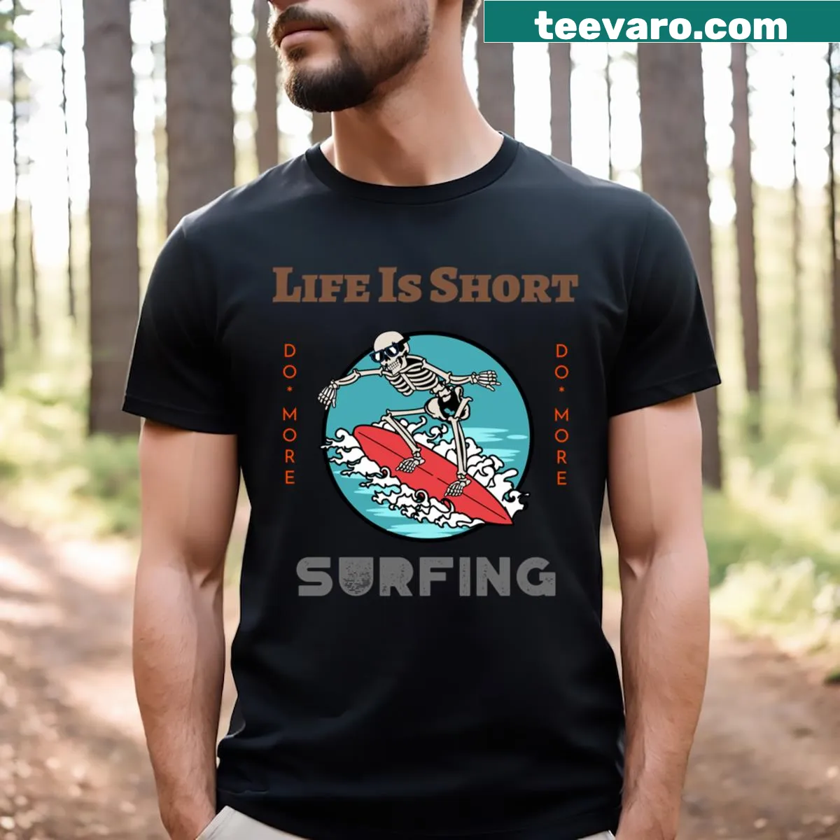 Inspirational surfing quote typography on a classic t-shirt
