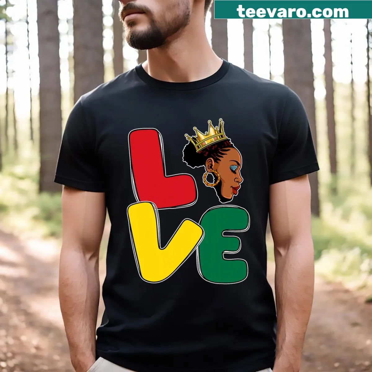 Illustrated T-shirt featuring a map of Africa and a message of love for Black heritage.