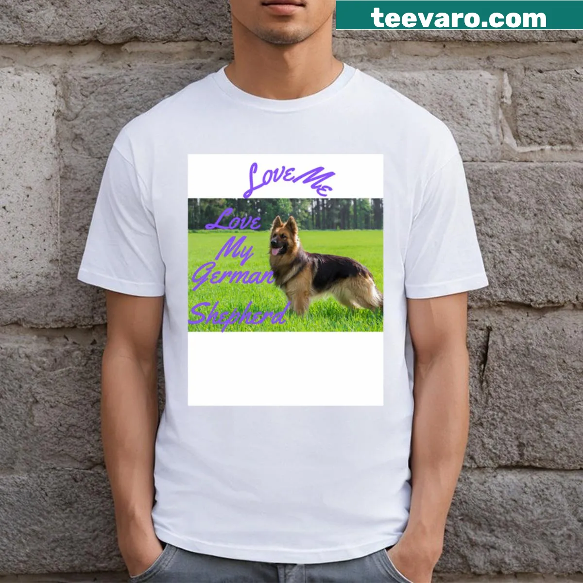 Graphic T-shirt with Love Me Love My German Shepherd text