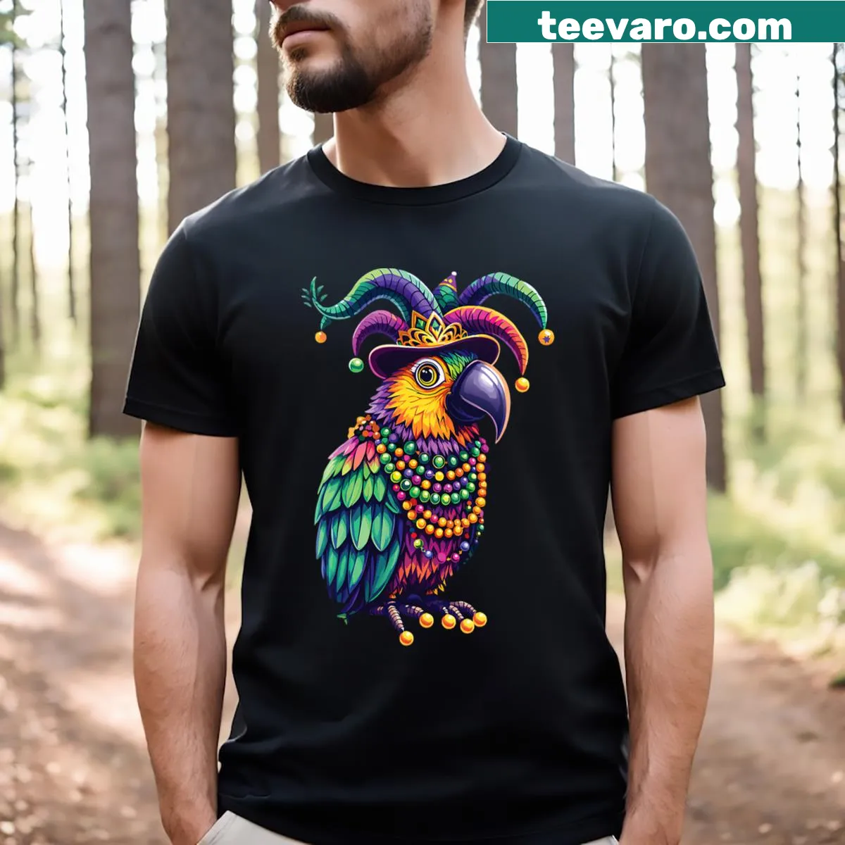 Kids T-shirt with cute parrot mask design for Mardi Gras