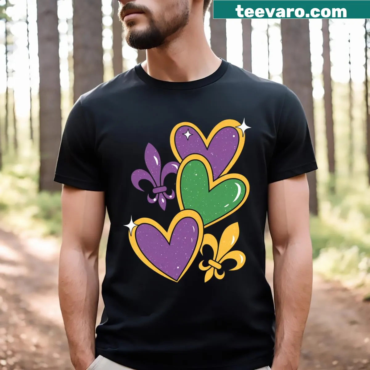 Toddler T-shirt with heart graphics celebrating Mardi Gras