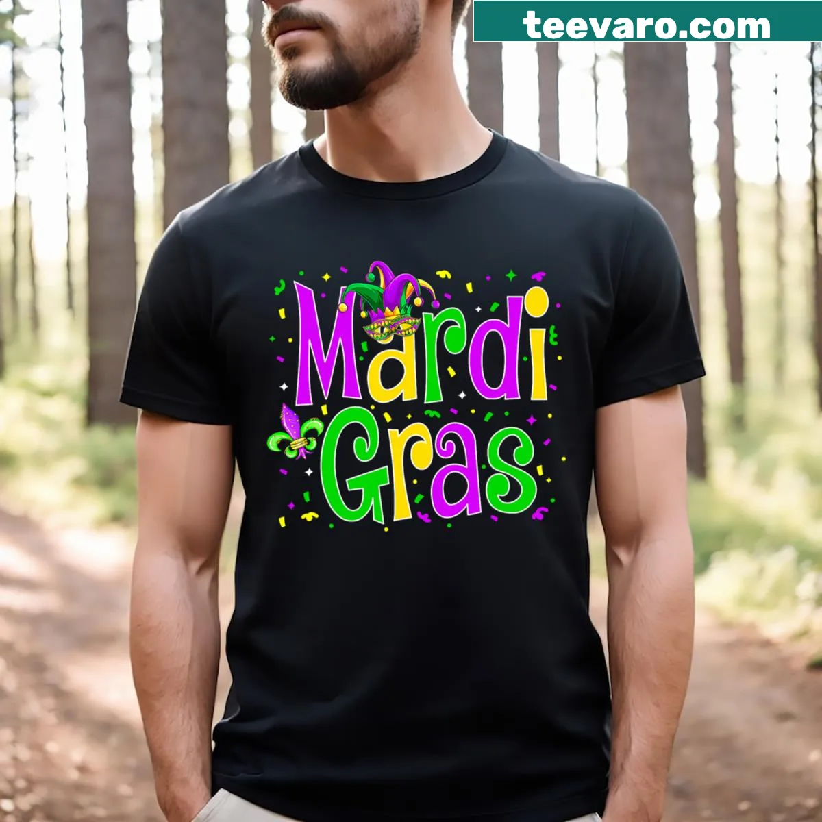 Mardi Gras T-shirt featuring jester design for men and kids