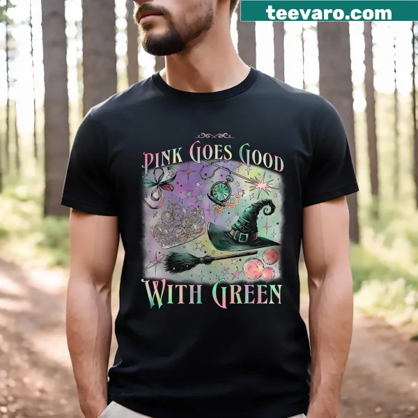 Funny Halloween T-shirt with 'Pink Goes Good With Green' text