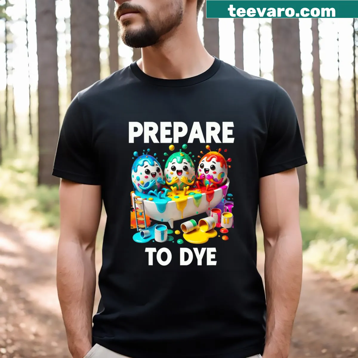 Funny Easter T-shirt for men featuring egg dyeing graphic