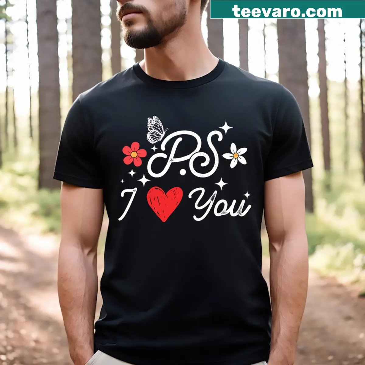 Purple heart graphic with the text 'P.S. I Love You Day' on a t-shirt
