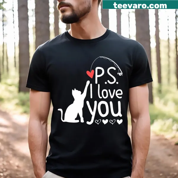 Valentine's Day t-shirt with purple heart and text Ps I Love You