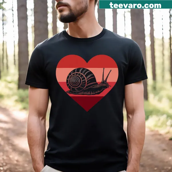 Cute snail graphic on a vintage-style Valentine's shirt