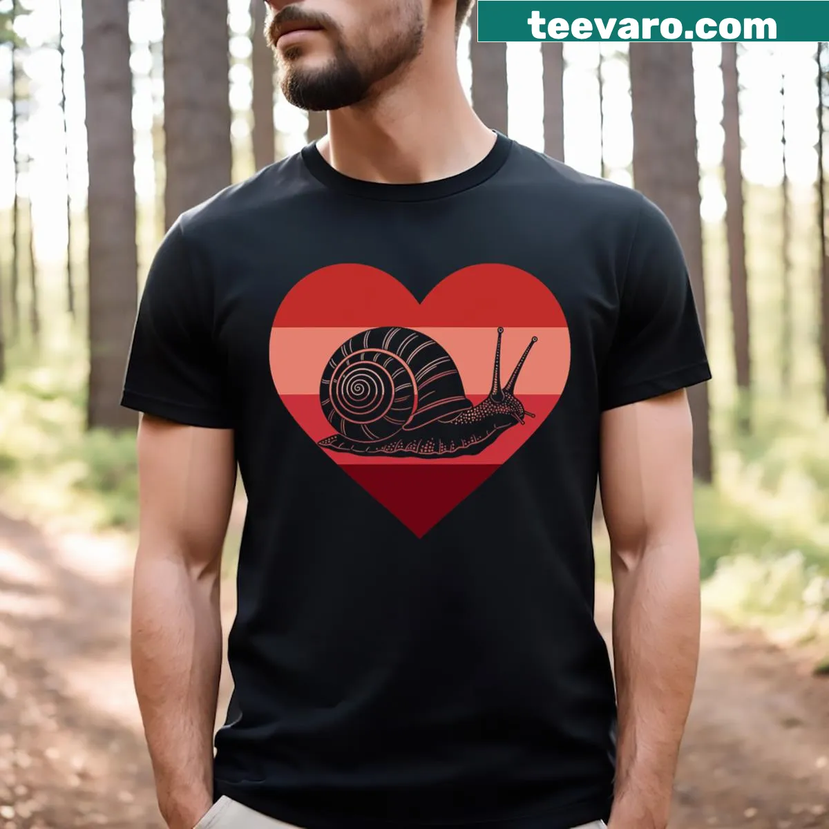 Cute snail graphic on a vintage-style Valentine's shirt