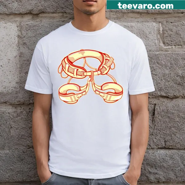 Vector illustration of a climbing harness on T-shirt