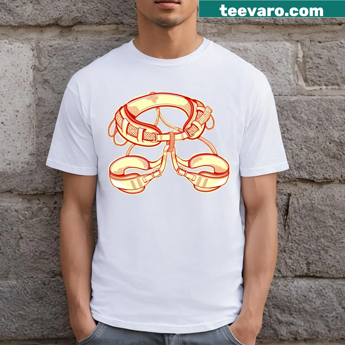 Vector illustration of a climbing harness on T-shirt