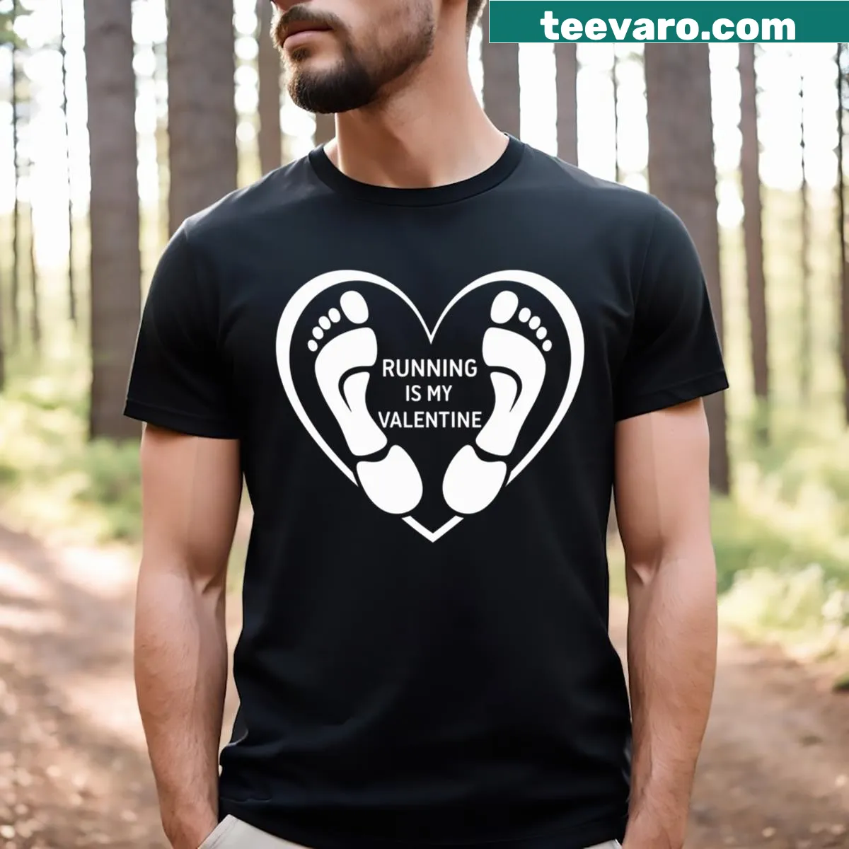 Illustration of a heart made from footprints on a running-themed T-shirt