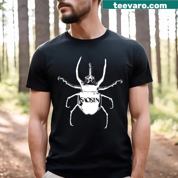 Vintage-style dung beetle graphic on St. Patrick's Day T-shirt