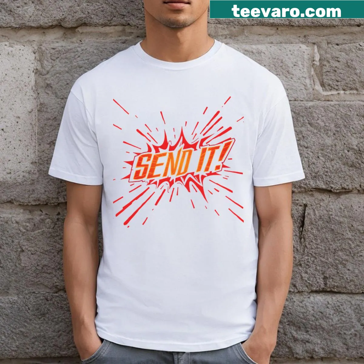 Motivational action sports t-shirt with 'Send It!' text