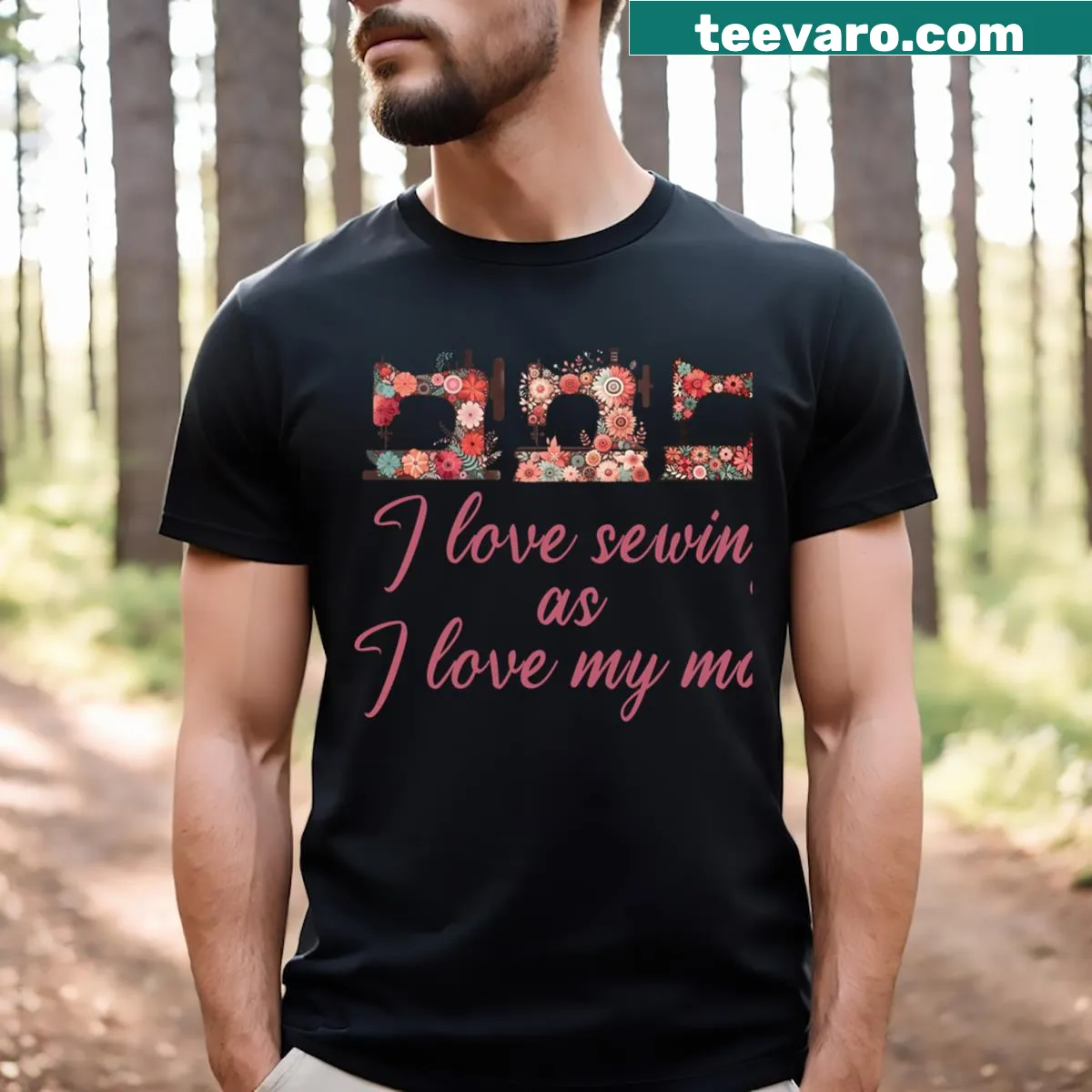 Cute sewing flowers graphic on a Valentine's shirt