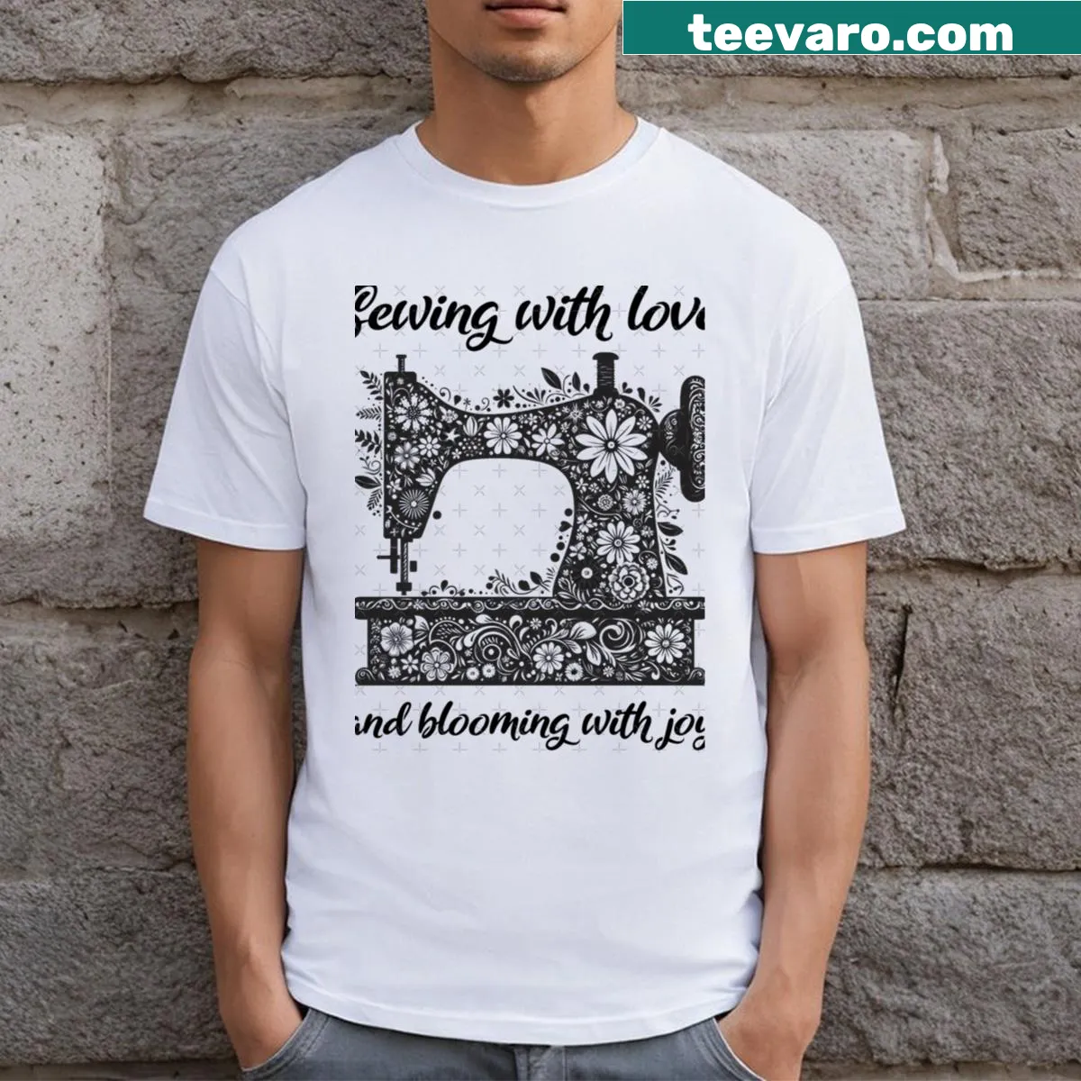Sewing Machine Flowers t-shirt with a crafting theme
