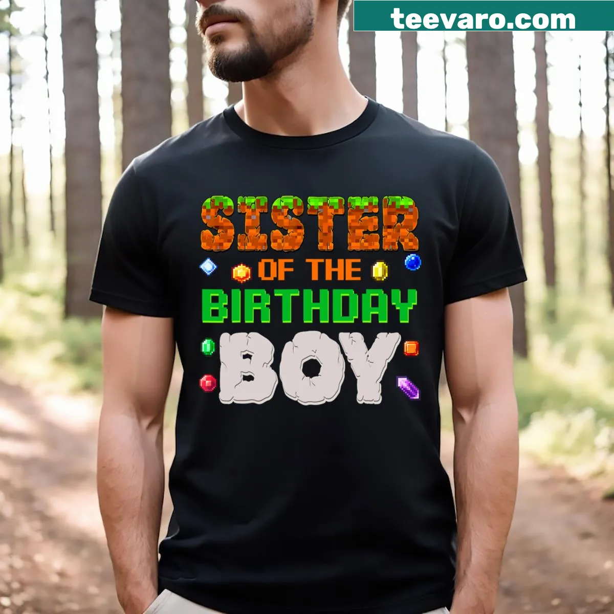 Pixelated gaming graphic for sister of the birthday boy