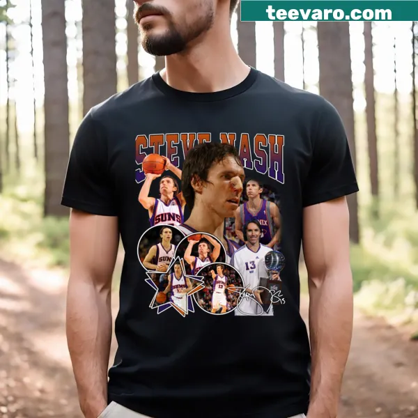 Vintage style T-shirt featuring Steve Nash signature graphic