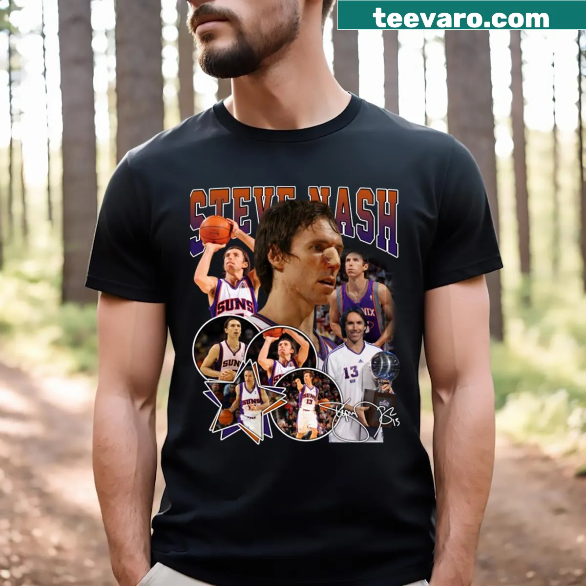 Vintage style T-shirt featuring Steve Nash signature graphic
