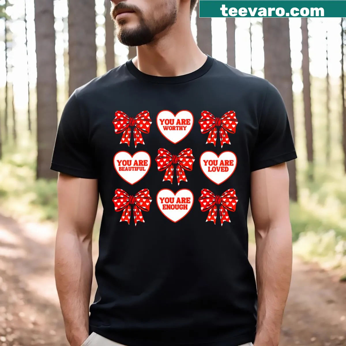 Cute retro bow and heart design on Valentine's Day T-shirt