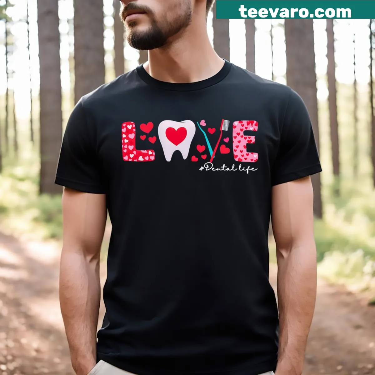 Cute dentist t-shirt featuring a tooth graphic with hearts for Valentine's Day