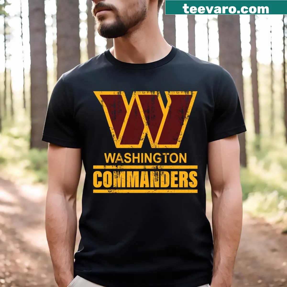 Vintage-style T-shirt featuring the Washington Commanders logo in distressed design.