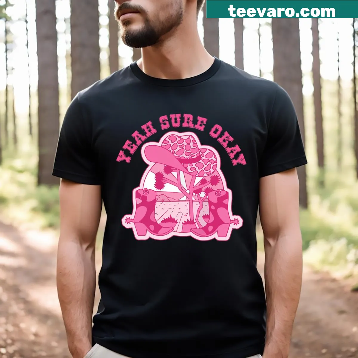 Funny men's T-shirt with the phrase 'Yeah Sure Okay' in bold text