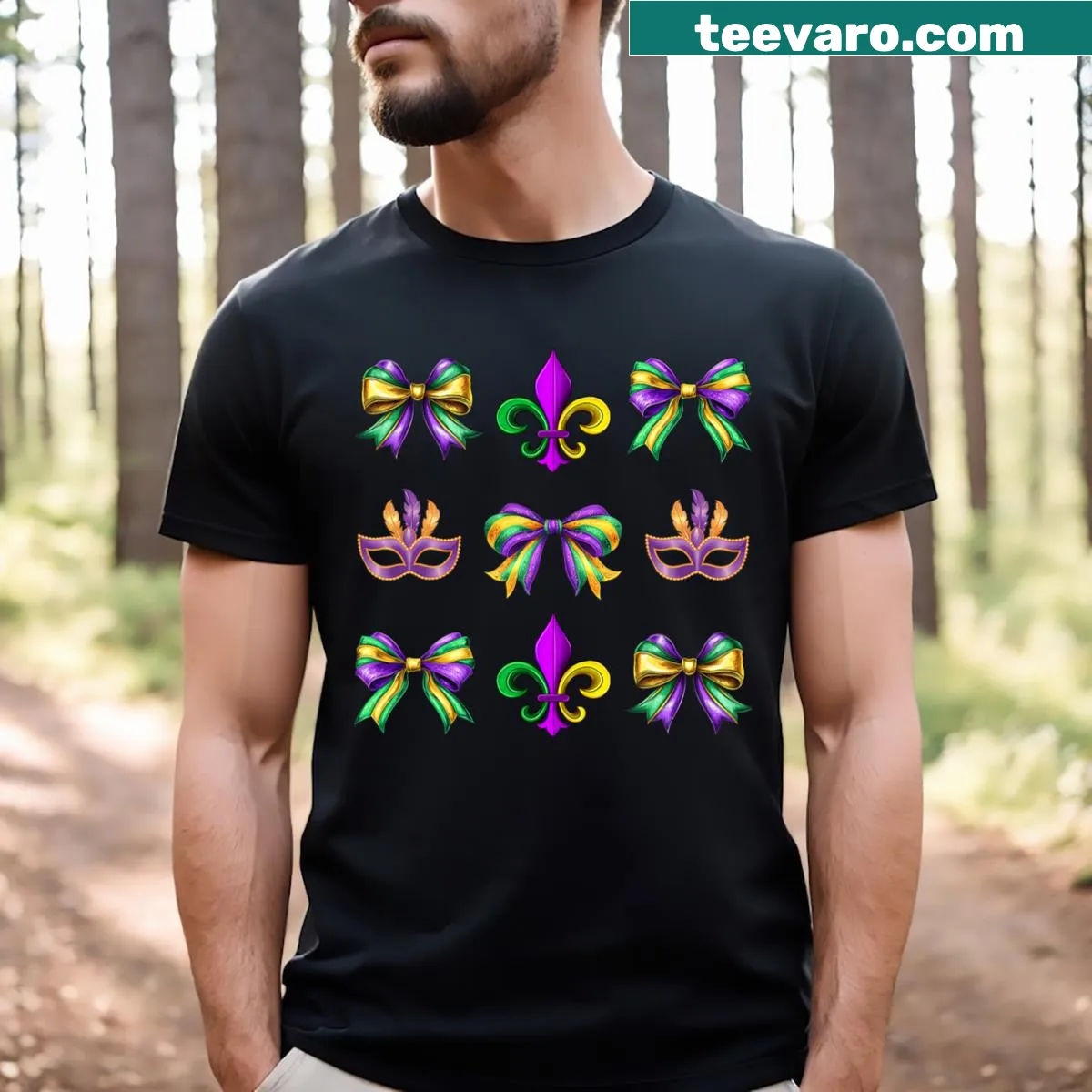 Kids T-shirt with a coquette bow design for Mardi Gras.