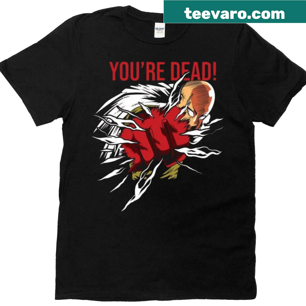 T-shirt featuring graphic from '1 Punch Man' series — on a men's t-shirt