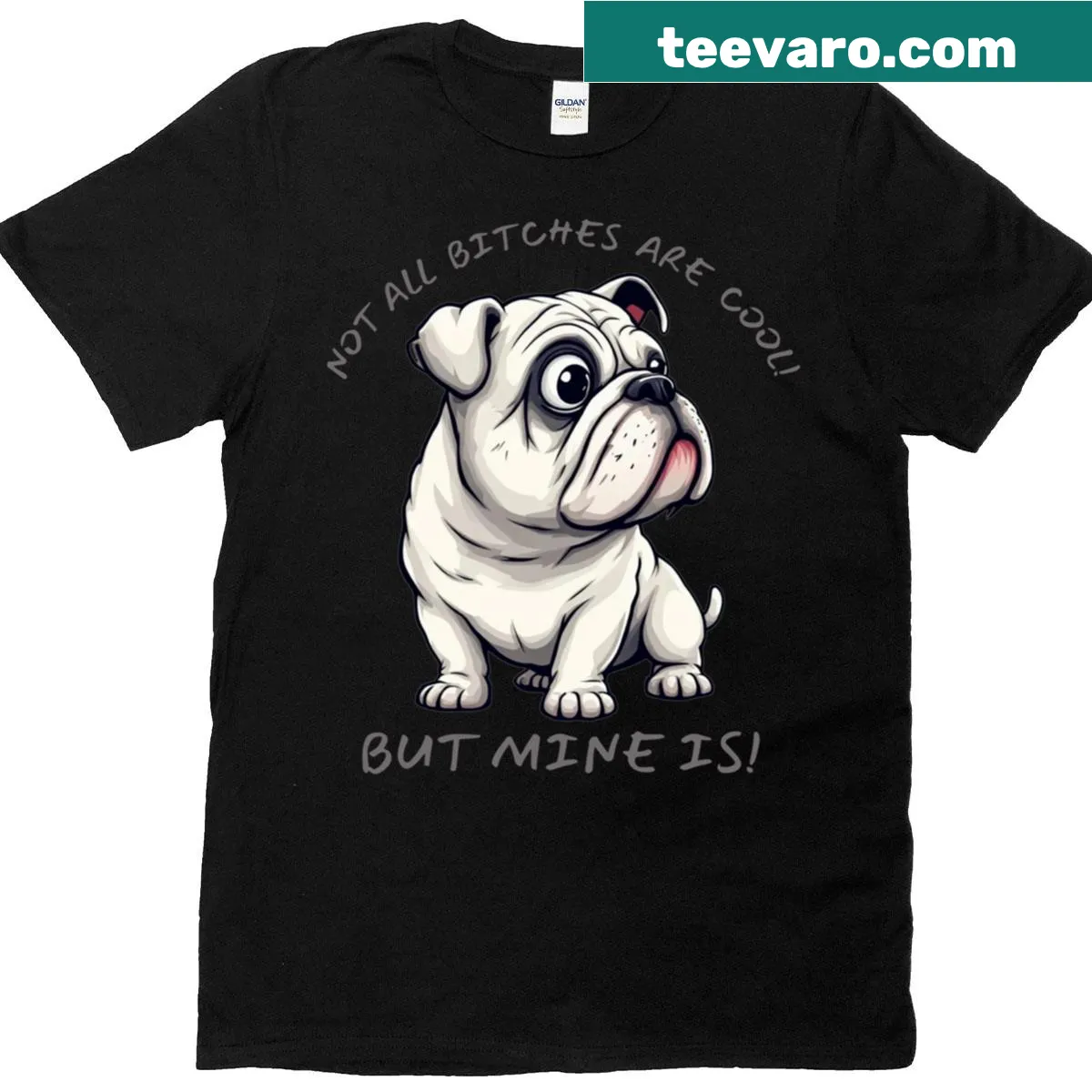 Funny bulldog quote t-shirt with bold typography — on a men's t-shirt