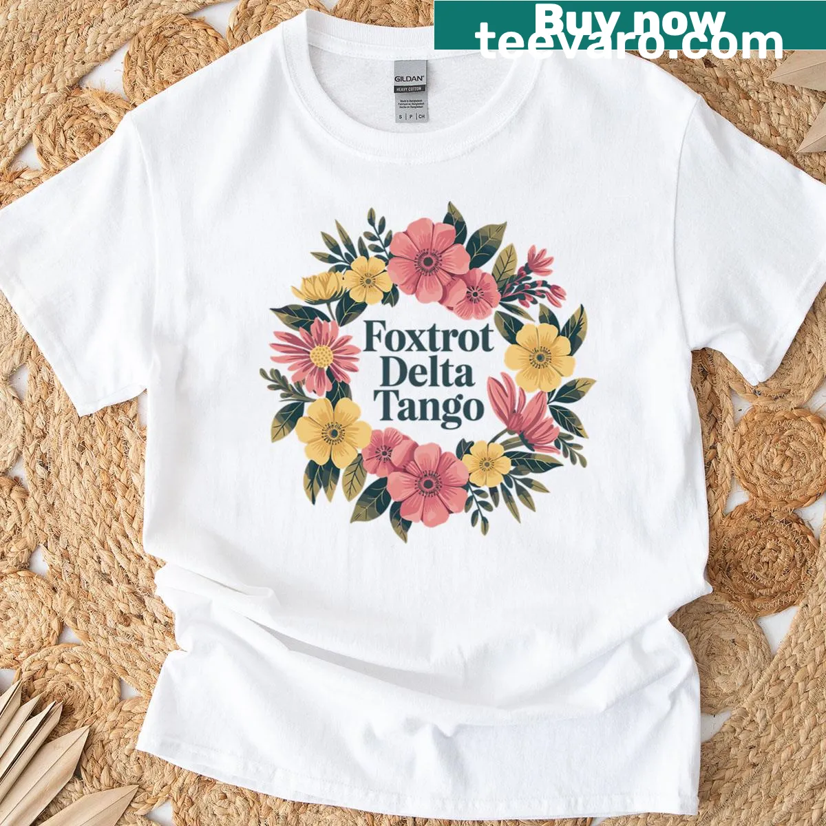 Boho Floral T-shirt with vintage design — on a men's t-shirt