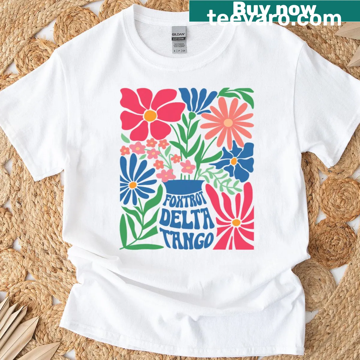 Boho floral design T-shirt with intricate flower illustrations — on a men's t-shirt