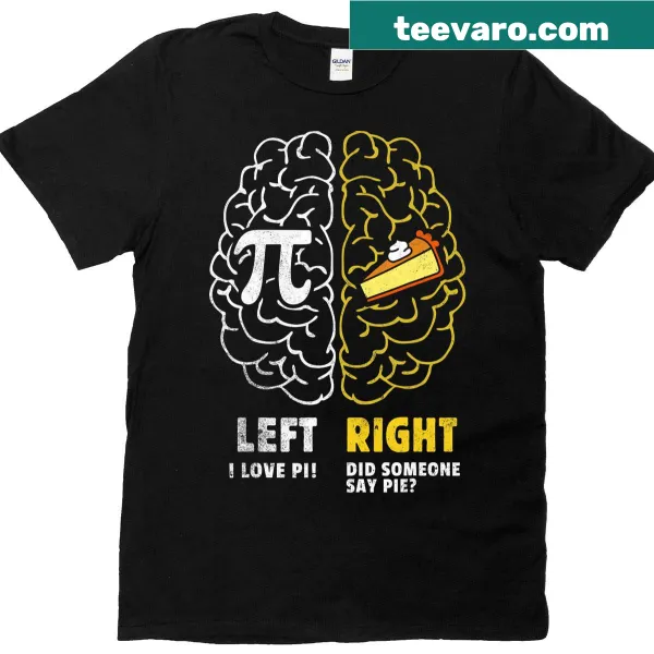 Vintage math geek t-shirt with Left Vs Right Brain Pie graphic