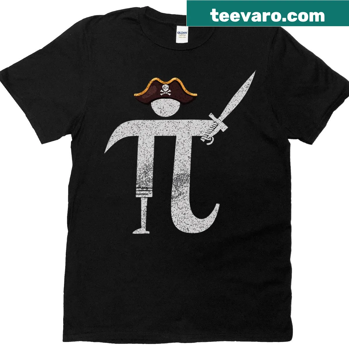 Pirate pi symbol graphic for Pi Day celebration — on a men's t-shirt