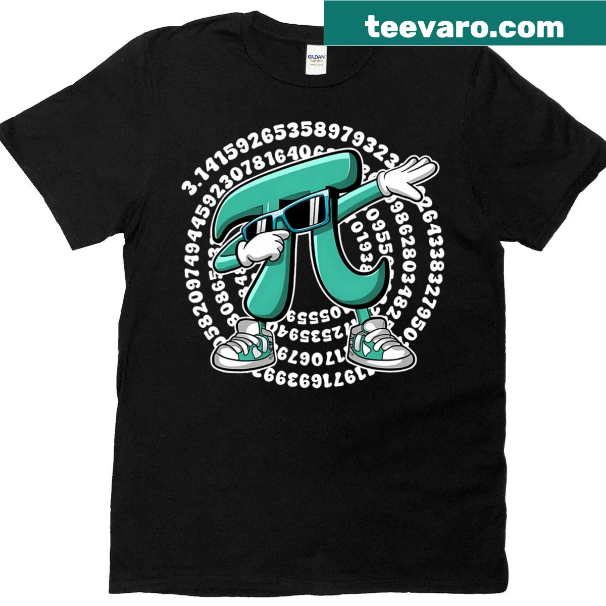 Dabbing pi symbol graphic for kids celebrating Pi Day — on a men's t-shirt