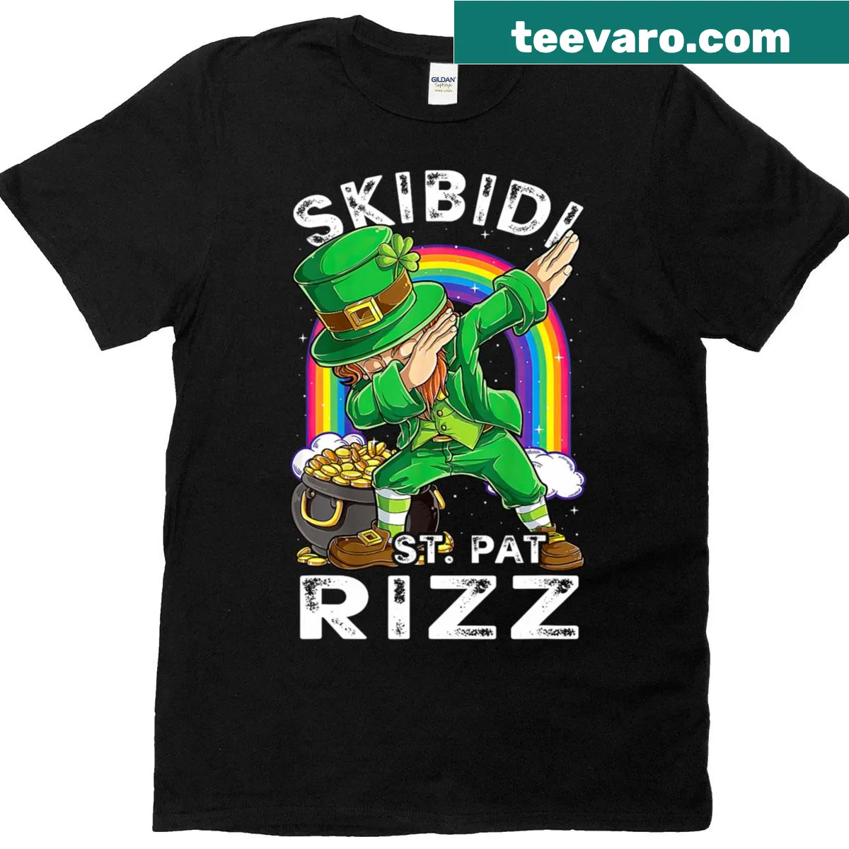 Funny St. Patrick's Day tee with Skibidi-themed graphic — on a men's t-shirt