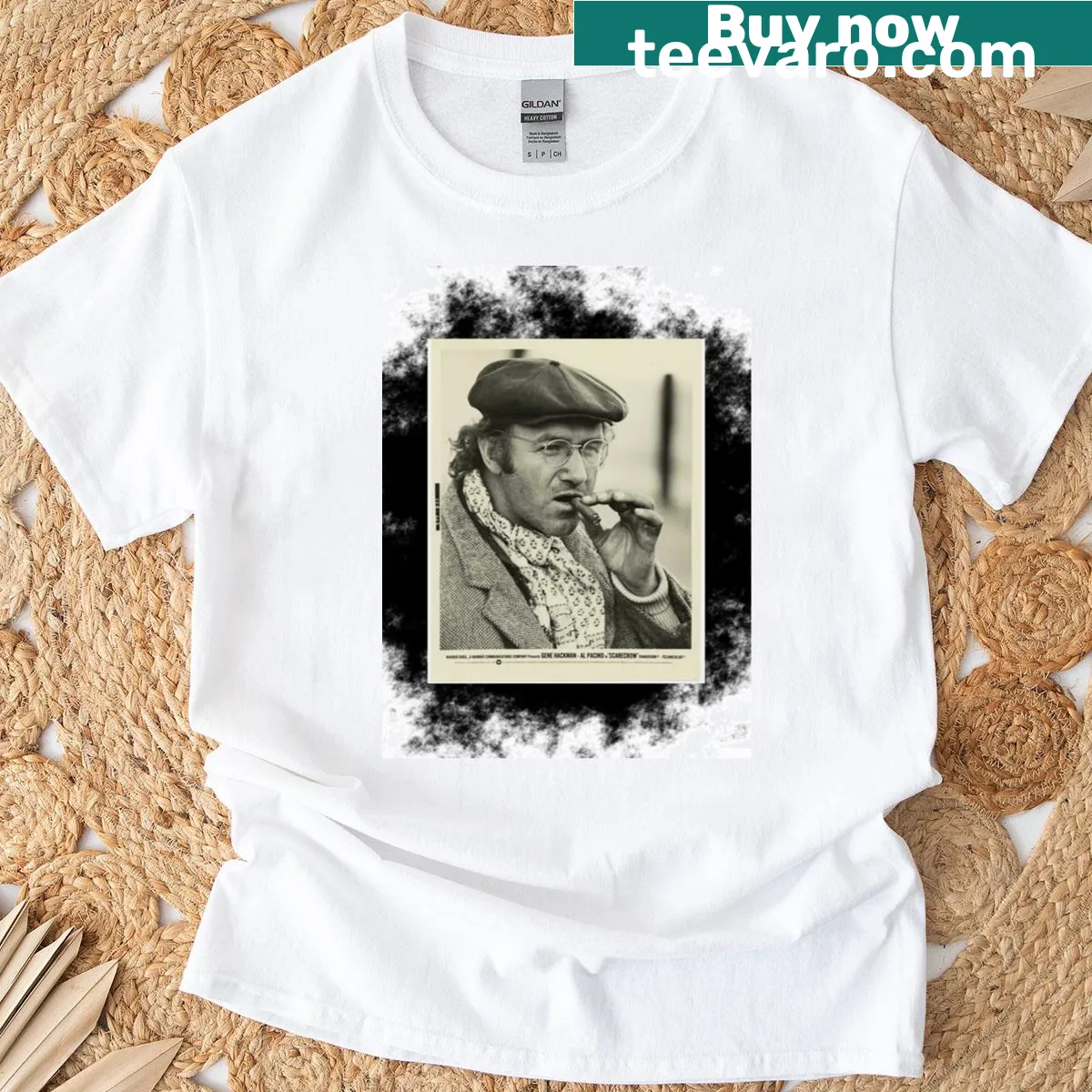 Stylish t-shirt featuring the name 'Gene Hackman' in bold font — on a men's t-shirt