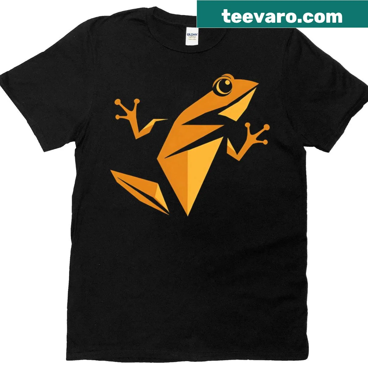 Minimalist t-shirt with origami frog illustration — on a men's t-shirt