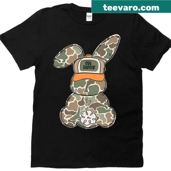 Funny bunny illustration on Easter-themed t-shirt