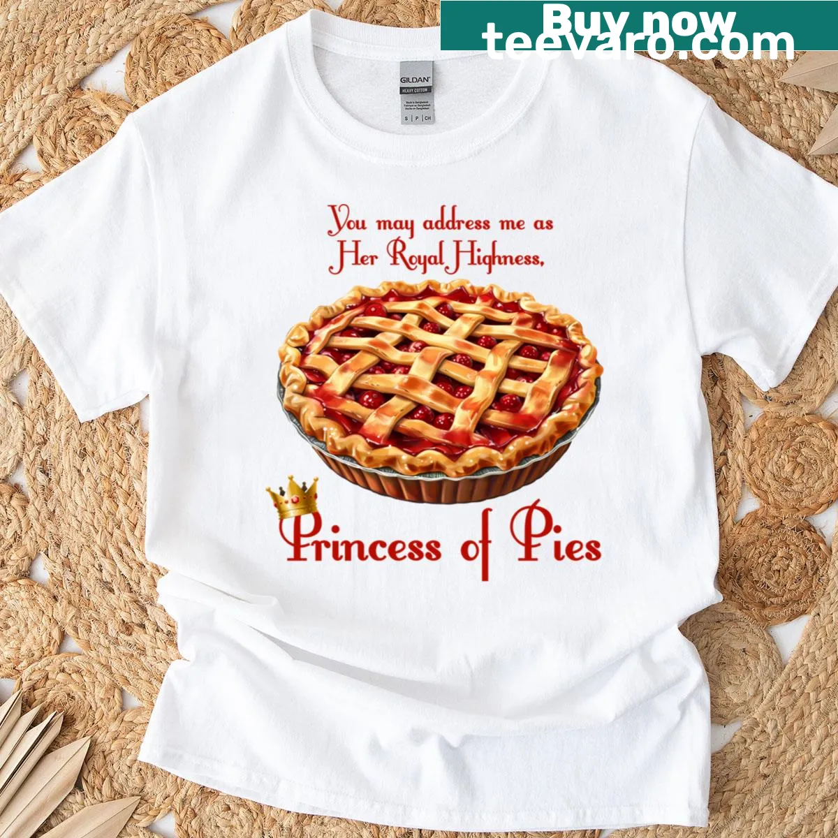 T-shirt with 'Princess Of Pies' humorous text design — on a men's t-shirt