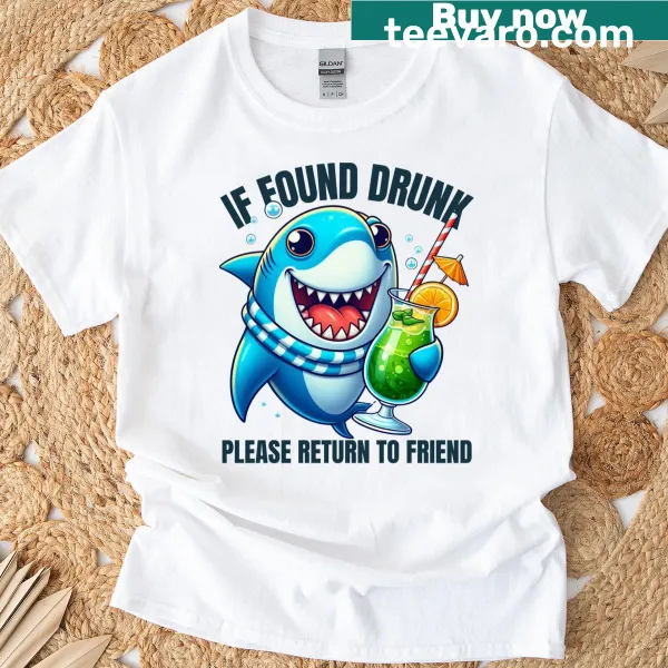 Funny T-shirt for couples with a drunk shark graphic