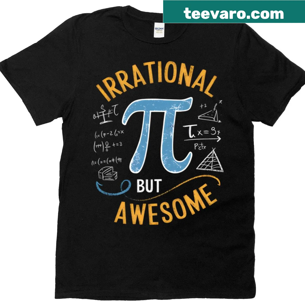 Spiral design T-shirt featuring the phrase 'Irrational But Awesome' for Pi Day — on a men's t-shirt