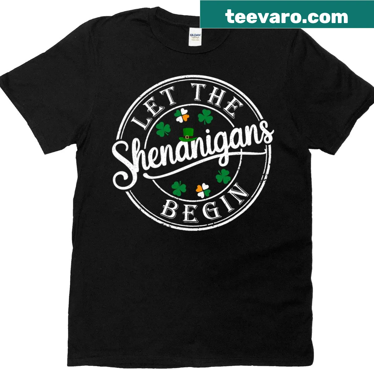 Funny St. Patrick's Day T-shirt with clovers and playful text — on a men's t-shirt